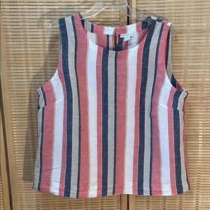 Liz Claiborne Red and Blue Striped Linen blend Tank Top XL